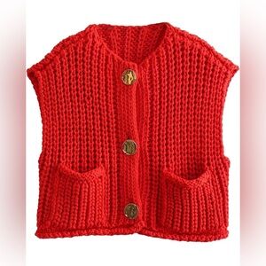 Baonmy Knit Cropped Sweater Vest